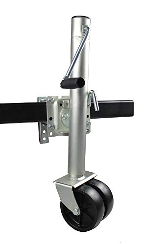 MaxxHaul 70149 Trailer Jack with 11-1/2" Lift, Swing-Back Design, Side Wind Handle & Dual 6" Wheels – 1500 lbs Capacity, Bolt-On for Utility & Boat Trailers