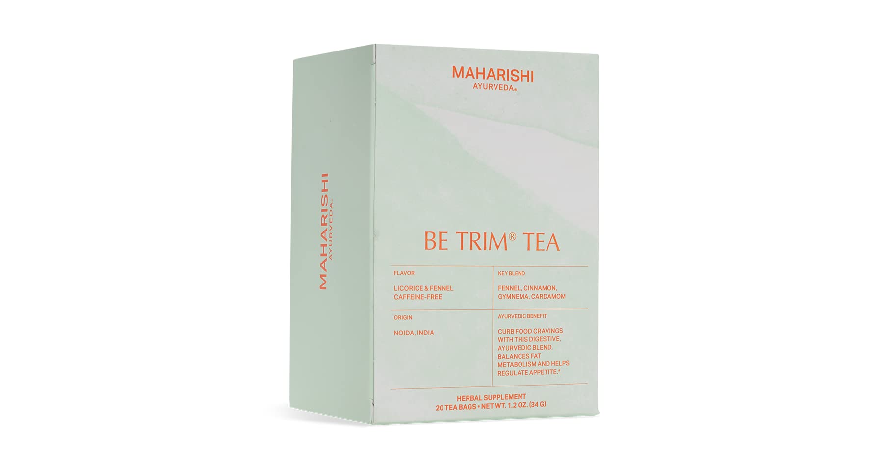 Maharishi Ayurveda - Be Trim Tea Ayurvedic Herbal Tea | 100% Natural Caffeine Free Herbal Tea To Curb Cravings, Aid Digestion, Support Healthy Metabolism & Appetite | 20 Tea Bags (1.2oz-34g)