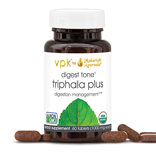 Organic Triphala - Digest Tone (Triphala Plus) | 60 Herbal Tablets - 1000 mg ea. | Premium Triphala with Cabbage Rose | Balancing Formula for Regular Elimination & Proper Digestion