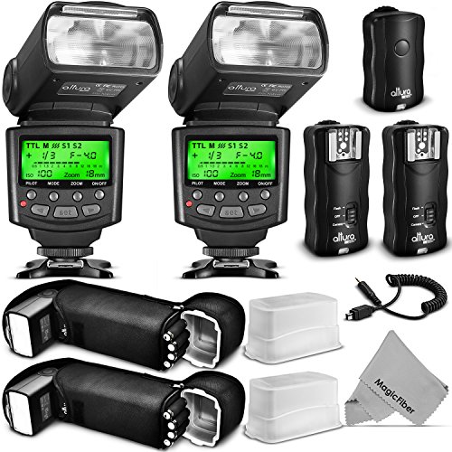 Altura Photo Studio Pro Flash Kit for Nikon DSLR Bundle with 2pcs I-TTL Flash AP-N1001, Dual Wireless Flash Trigger Set and Accessories