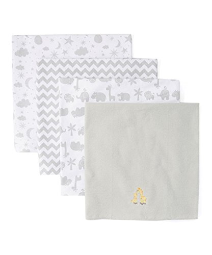 Spasilk Unisex Baby 4 Pack 100% Cotton Flannel Receiving Blanket â€” Baby Boy or Baby Girl Shower Gift