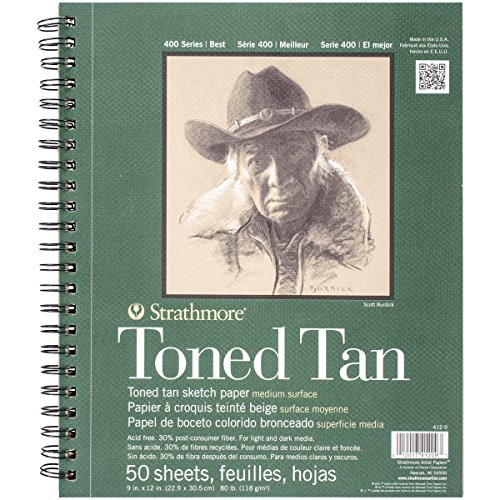 Strathmore Tan Drawing 400 Series Toned Sketch Pad, 9"x12", 50 Count