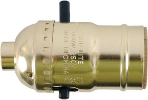 GE Lamp Socket with Push ON/OFF, Medium Base, For Floor and Table Lamps, DIY Project, UL Listed, Brushed Gold, 52205