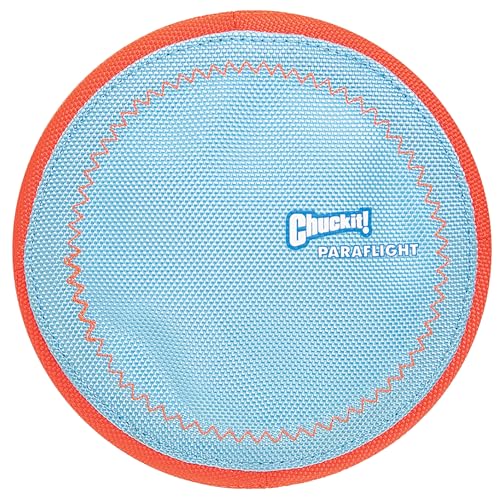 Chuckit! Paraflight Flyer Dog Frisbee for Long Distance Fetch Orange/Blue, Small