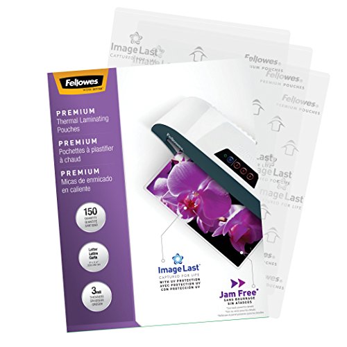 Book Cover Fellowes Thermal Laminating Pouches, ImageLast, Jam Free, Letter Size, 3 Mil, 150 Pack (5200509)