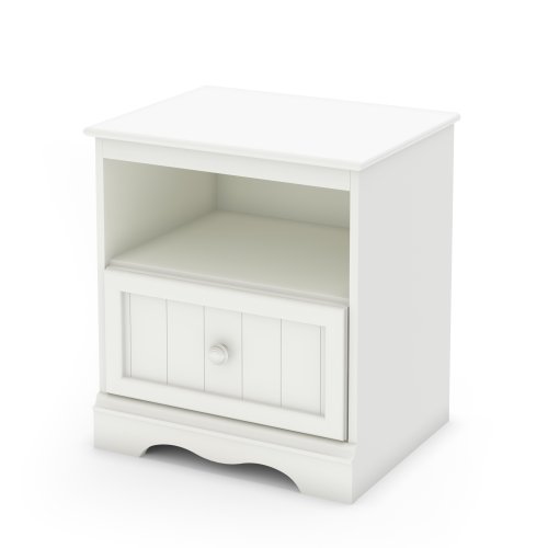 Book Cover South Shore Furniture Savannah Bedside Table in Pure White, Wood