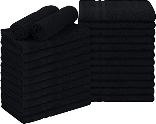 Book Cover Utopia Towels Cotton Bleach Proof Salon Towels (24-Pack, Black,16x27 inches) - Bleach Safe Gym Hand Towel