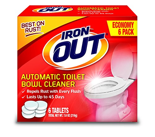 Book Cover Iron OUT Automatic Toilet Bowl Cleaner, Repel Rust and Hard Water Stains with Every Flush, Household Toilet Cleaner, Pack of 1, 6 Tablets