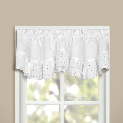 Book Cover United Curtain Vienna Lace Double Crescent Valance, 60 by 15-Inch, White