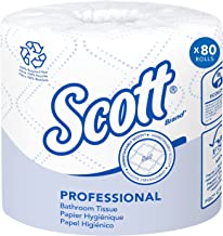 Book Cover Scott Essential Professional 100% Recycled Fiber Bulk Toilet Paper for Business (13217), 2-PLY Standard Rolls, White, 80 Rolls / Case, 506 Sheets / Roll (Packaging may vary)