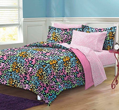 Book Cover My Room Neon Leopard Ultra Soft Microfiber Girls Comforter Set, Multi-Colored, Twin/Twin X-Large