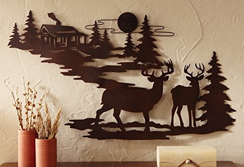 Book Cover Woodland Cabin & Deer Metal Wall Art (1)
