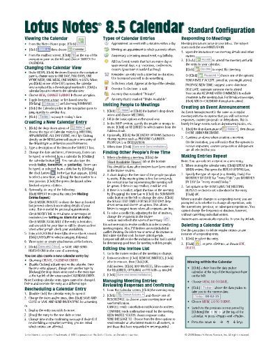 Lotus Notes 8.5 Calendar Quick Reference Guide (Cheat Sheet of Instructions, Tips & Shortcuts - Lami [Pamphlet]