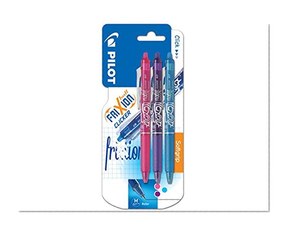 Pilot - Blister 3 FriXion Ball Clicker 0.7 - Roller effaçable - Rose/Violet/Turquoise - Pointe moyenne