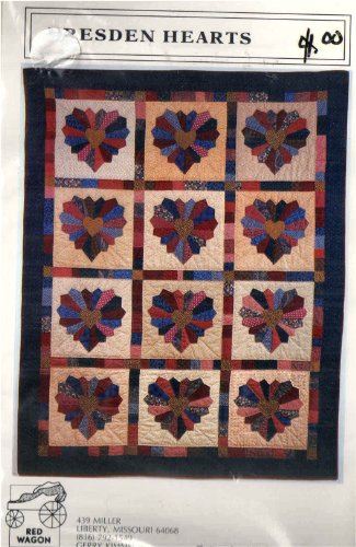 Dresden Hearts a Red Wagon 52.5" X 67" Quilt Sewing Pattern S3 D-W