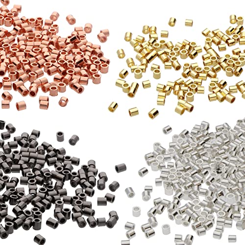The Beadsmith Tube Crimp Beads, 2 x 2mm, Assorted Colors, 500 Pieces, Uniform Cylindrical Shape, No Sharp Edges, Designed to Secure the Ends of Jewelry Stringing Wires and Cables