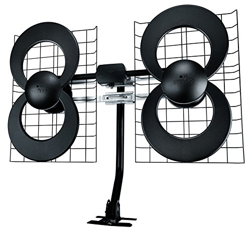 Antennas Direct ClearStream 4 TV Antenna, 70+ Mile Range, UHF/VHF, Multi-directional, Indoor, Attic, Outdoor, Mast w/Pivoting Base/Hardware/Adjustable Clamp/Sealing Pads, 4K Ready, Black - C4-CJM