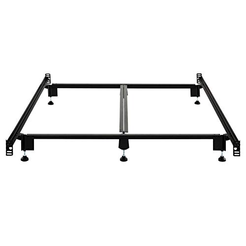 STRUCTURES STEELOCK Headboard-Footboard Super Duty Steel Wedge Lock Metal Bed Frame with Adjustable Height Glides - Functions as Bed Rails - LIFETIME WARRANTY - Queen
