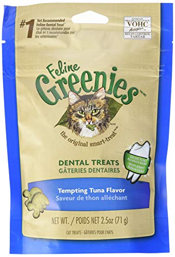 Book Cover FELINE GREENIES Natural Dental Care Cat Treats Tempting Tuna Flavor, 2.5 oz. Pouch