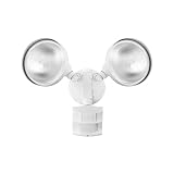 Globe Electric 17000273 180-Degree 240 W Twin Head White Hardwired Motion Sensor Security Flood Light, Spotlight, Outdoor, Outside House Lights