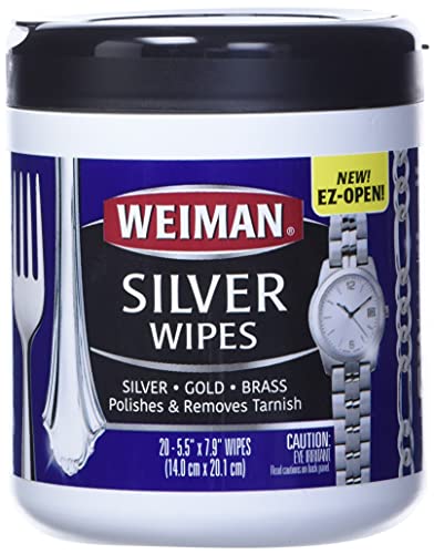 Book Cover Weiman Jewelry Polish Cleaner and Tarnish Remover Wipes - 20 Count - Use on Silver Jewelry Antique Silver Gold Brass Copper and Aluminum