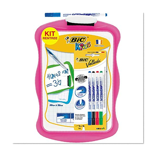 BIC - Velleda - Kit comprenant 1 Ardoise 20 x 31 cm + 1 effaçette + 4 Feutres - Coloris aléatoire