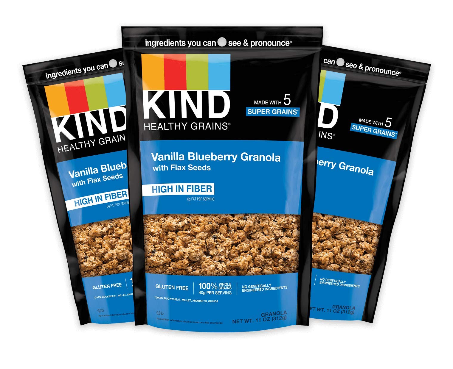 Book Cover KIND Healthy Grains Clusters, Vanilla Blueberry Granola With Flax Seeds, Healthy Snacks, Gluten Free, 10g Protein, 3 Count