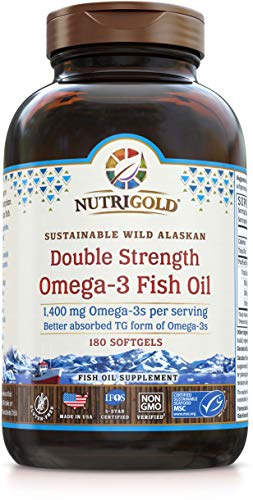 Omega-3 Fish Oil Capsules - Double Strength Omega-3 Fish Oil, 1400 mg, 180 Softgels - The GOLD Standard, IFOS 5-Star Certified Fish Oil Omega-3 Supplement In Highly Absorbable Triglyceride Form