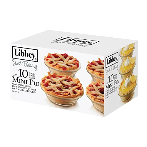 Libbey CRI56236 Glass Just Baking Pie 4.9 inches 10 Pieces Mini Pie Glass Dishes for Holiday Pie
