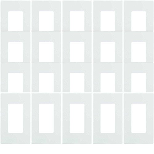 Leviton 80301-SW 1-Gang Decora Plus Wallplate Screwless Snap-On Mount, White, 20-Pack