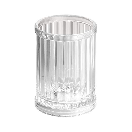 iDesign Alston Plastic Tumbler Cup, Holder for Makeup Brushes, Toothbrushes, Glasses, Brushes on Bathroom, Vanity Countertops, College Dorm, Bedroom Desks, 2.8" x 2.8" x 3.9" - Clear