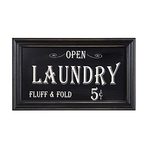 Open Laundry Fluff & Fold Rustic Wood Sign | Vintage Home Bathroom Laundry Decor | 7 x 14 Inch