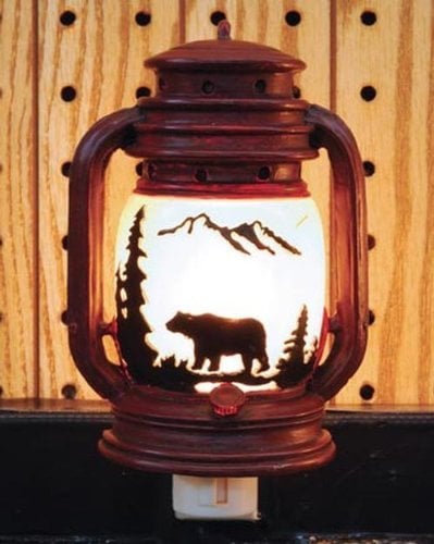 Book Cover Electric Night Light Lantern with Bear Scene, 6-inch