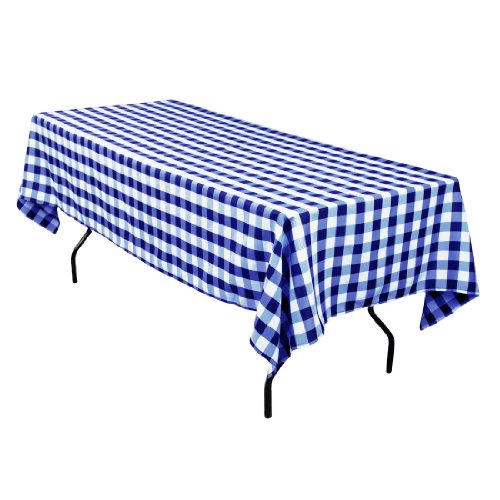 LinenTablecloth 60 x 102-Inch Rectangular Tablecloth Blue & White Checker