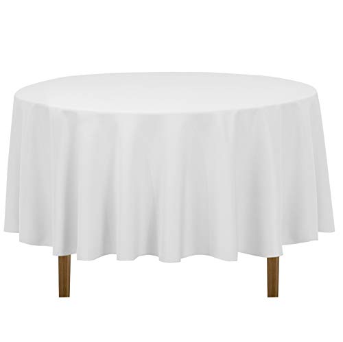 LinenTablecloth 90-Inch Round Polyester Tablecloth,  White