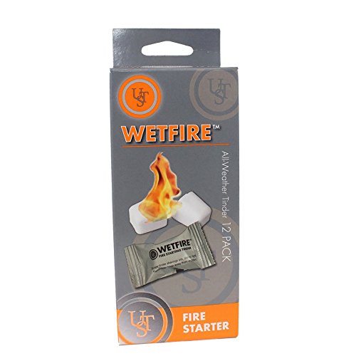 ust WetFire Tinder with Lightweight, Compact Design, Individual Packaging and 5 Year Shelf Life for Hiking, Backpacking, Camping and Outdoor Survival