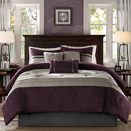 Book Cover Madison Park All Season Down Alternative Bedding with Matching Shams, Bedskirt, Decorative Pillows, Polyester, Purple, Queen(90