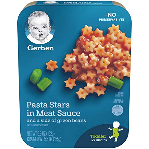 Book Cover Gerber Pasta Stars in Meat Sauce and a side of Green Beans, 6.80-Ounce (Pack of 8)