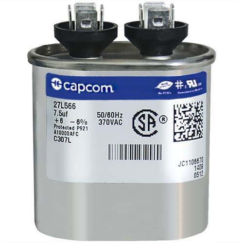 Genteq GENTEQ - GE Capacitor Oval 7.5 uf MFD 370 Volt 27L566, 27L566S(Replaces GE# 97F9001, Z97F9001, 97F9001BX & 27L566BZ3)