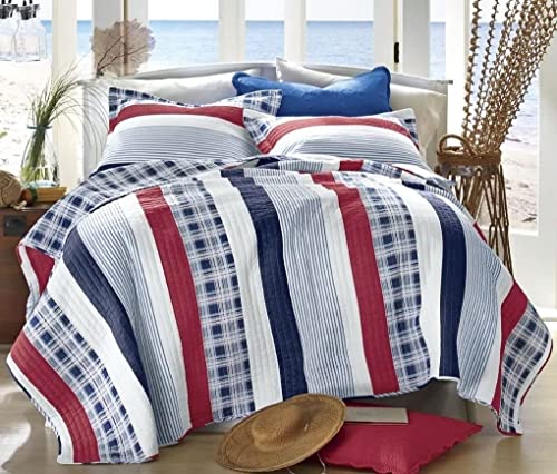 Greenland Home Nautical Stripe Quilt Set, Twin, Americana