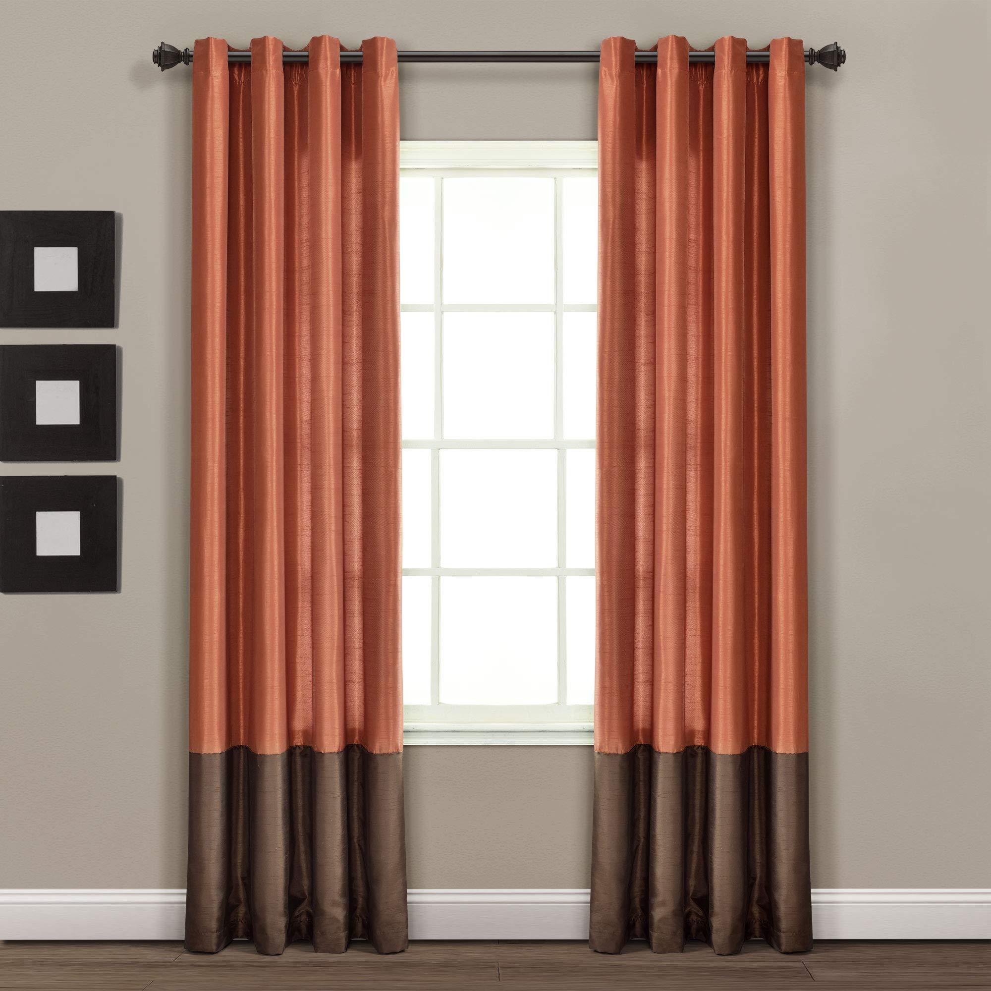 Book Cover Lush Decor Color Block Prima Window Curtains Panel Set for Living, Dining Room, Bedroom (Pair), 54 x 84-inch, 84