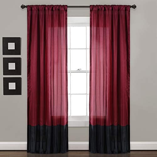 Book Cover Lush Decor Milione Fiori Window Curtains Panel Set for Living, Dining Room, Bedroom (Pair), 84â€ x 42â€, Red/Black