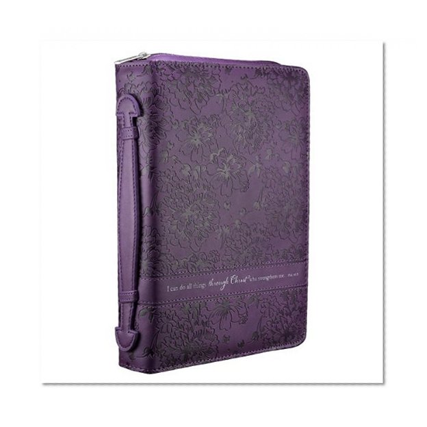 Book Cover Purple Floral Bible / Book Cover - Philippians 4:13 (Large)