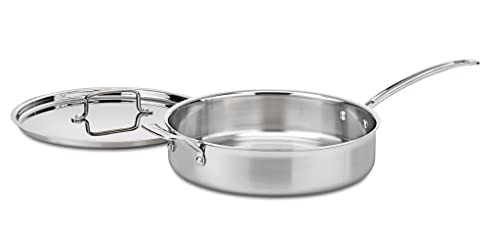 Cuisinart MCP33-30HN MultiClad Pro Triple Ply 5.5-Quart Saute Skillet, Sauté Pan w/Helper & Cover