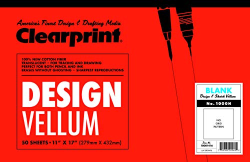 Book Cover Clearprint 1000H Design Vellum Pad, 16 lb., 100% Cotton, 11 x 17 Inches, 50 Sheets, Translucent White, 1 Each (10001416)