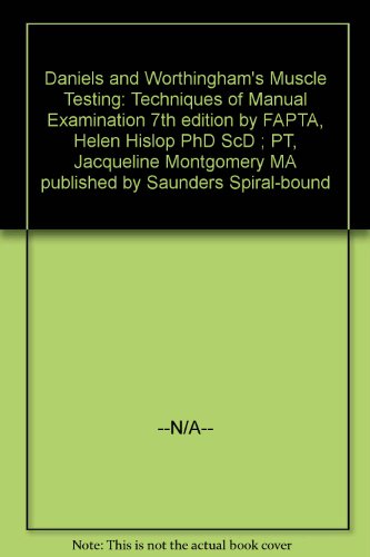 Daniels and Worthingham's Muscle Testing: Techniques of Manual Examination 7th edition by FAPTA, Helen Hislop PhD ScD ; PT, Jacqueline Montgomery MA published by Saunders Spiral-bound