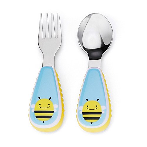Skip Hop Toddler Utensils, Fork and Spoon Set, Bee
