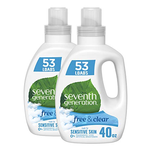 Book Cover Seventh Generation Concentrated Laundry Detergent, Free & Clear Unscented, 40 Oz, Pack of 2 (106 Loads)
