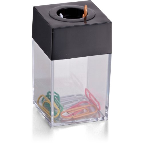 Book Cover Officemate OIC Small Clip Dispenser with Magnetic Top, Clear/Black (93687)
