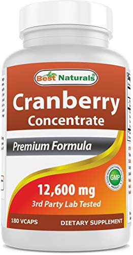 Book Cover Best Naturals Cranberry Pills 3X Concentrate Veggie Capsule, 12600 mg, 180 Count